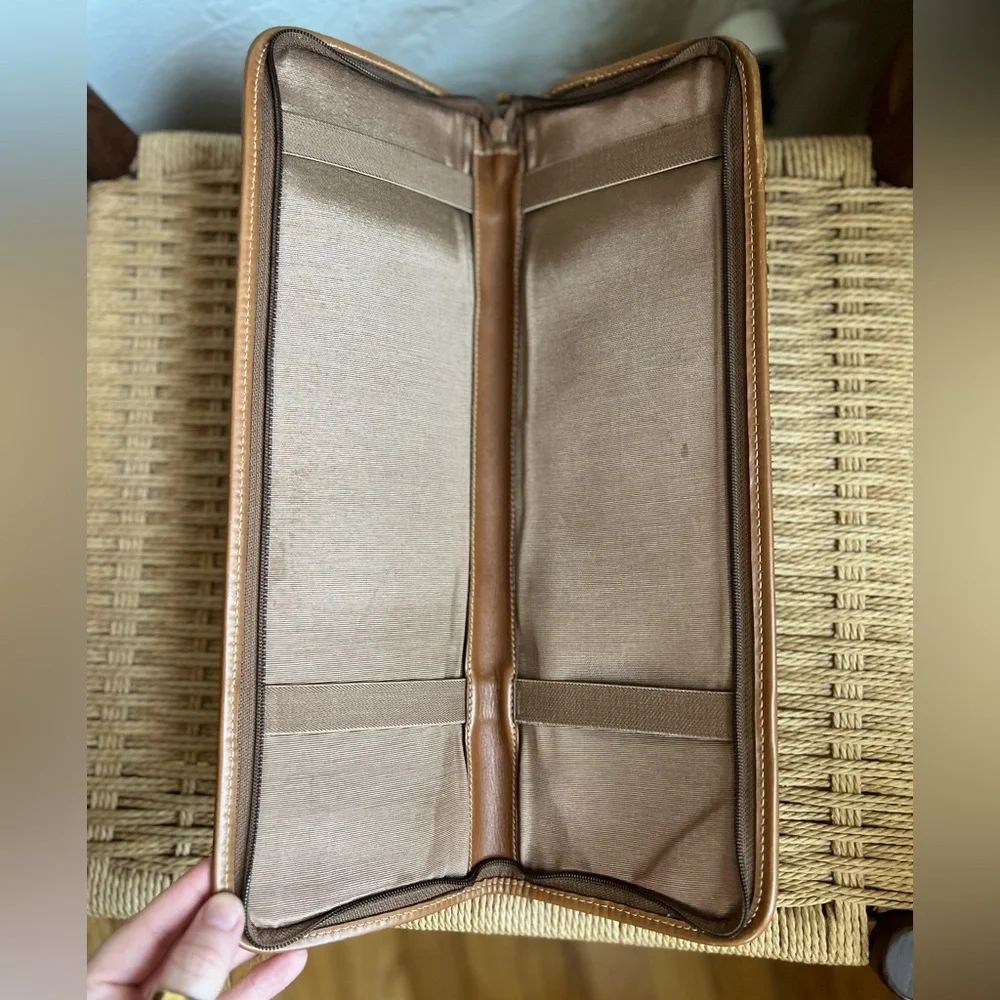 Vintage Gurkha Leather Tie Case Ascot Travel Organizer Tan Zip Necktie Holder